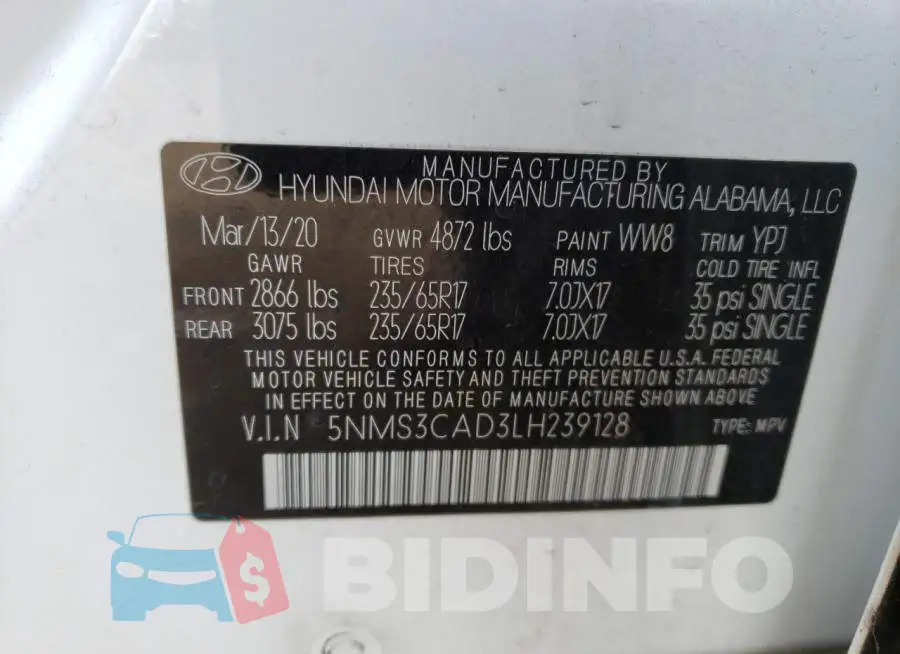 5NMS3CAD3LH239128 Photo# 10