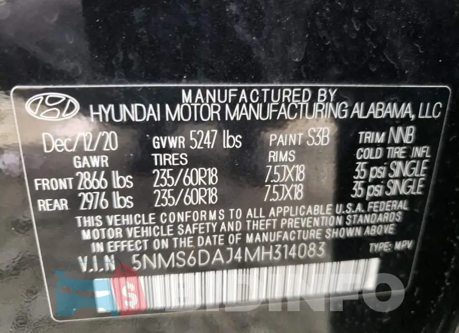 5NMS6DAJ4MH314083 Photo# 13