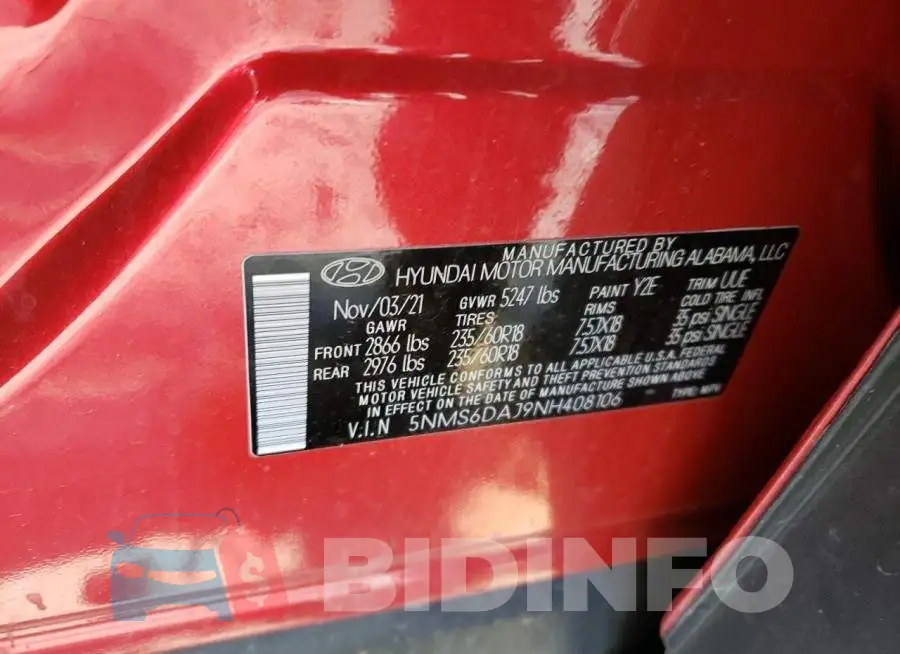 5NMS6DAJ9NH408106 Photo# 13
