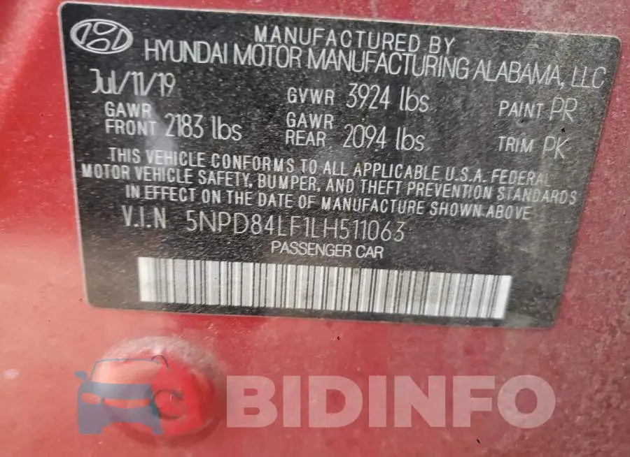 5NPD84LF1LH511063 Photo# 12