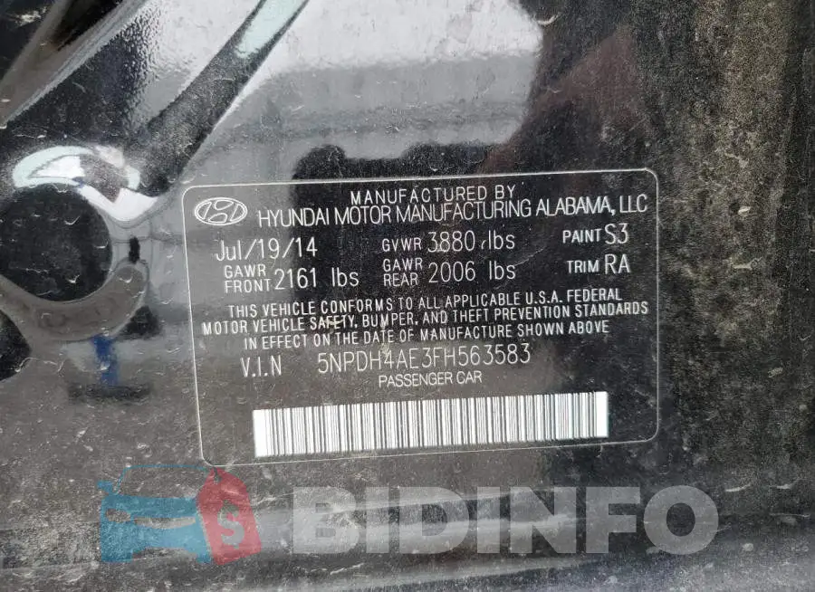 5NPDH4AE3FH563583 Photo# 12
