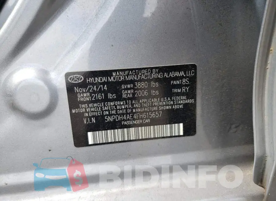 5NPDH4AE4FH615657 Photo# 12