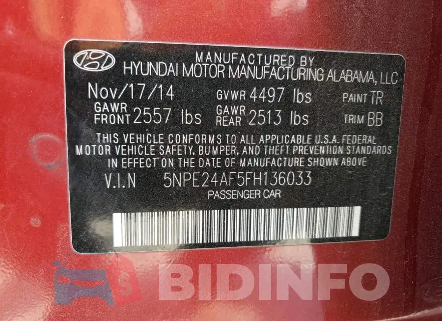 5NPE24AF5FH136033 Photo# 12