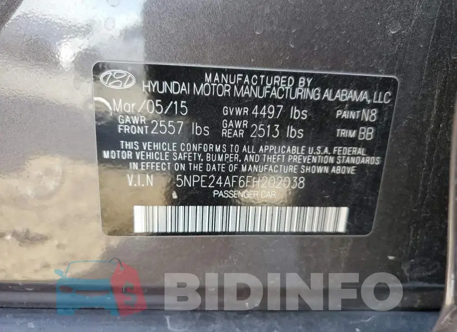 5NPE24AF6FH202038 Photo# 13