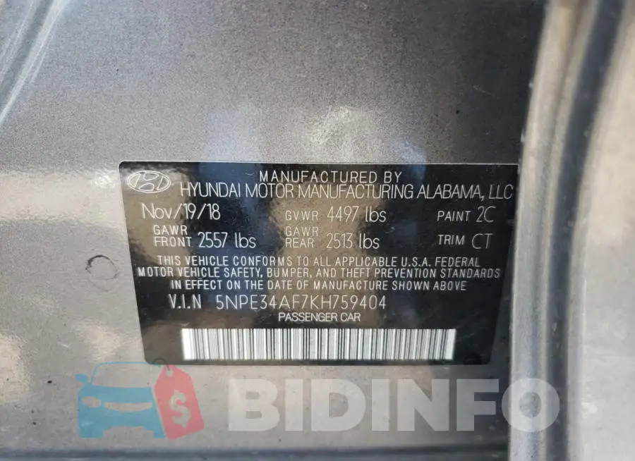 5NPE34AF7KH759404 Photo# 10