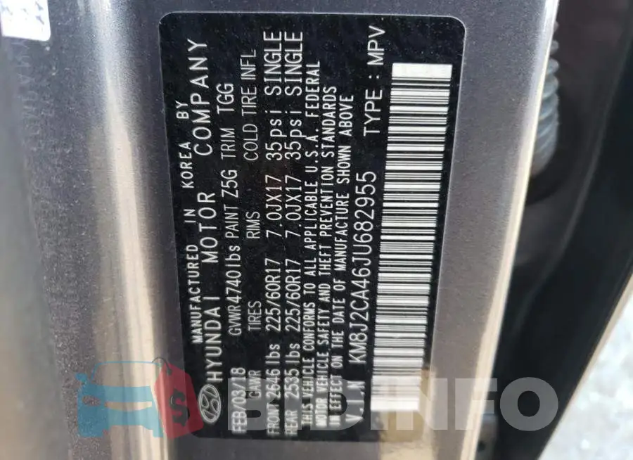 KM8J2CA46JU682955 Photo# 13
