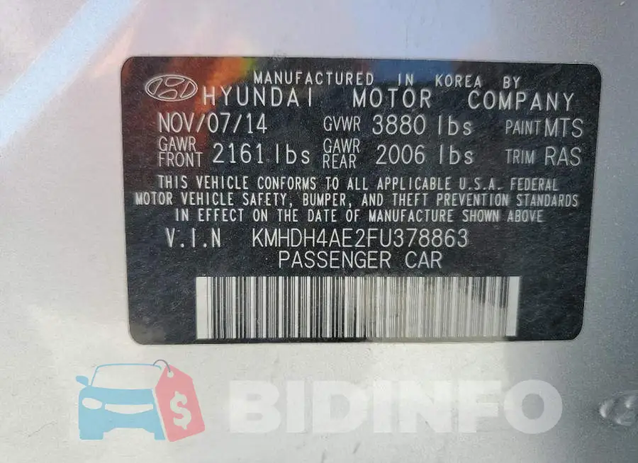 KMHDH4AE2FU378863 Photo# 13