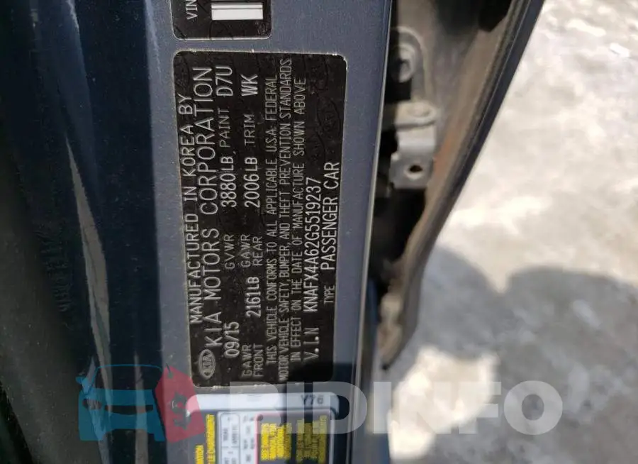 KNAFX4A62G5519237 Photo# 13
