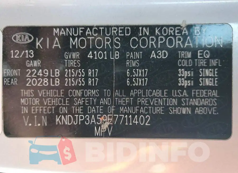 KNDJP3A59E7711402 Photo# 13