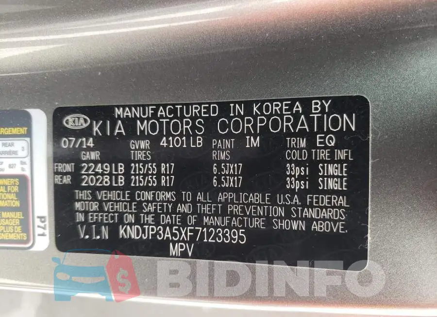 KNDJP3A5XF7123395 Photo# 13