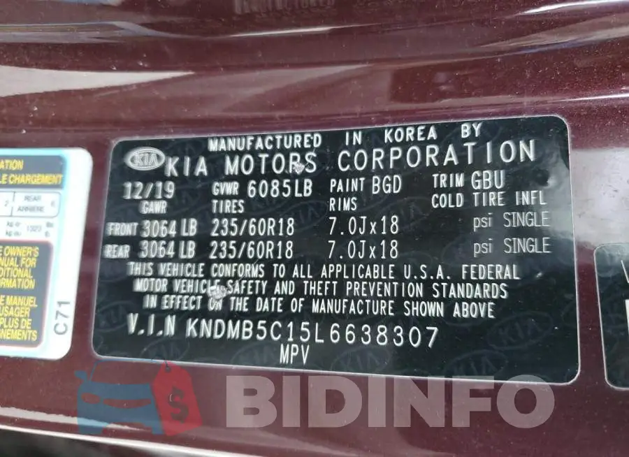 KNDMB5C15L6638307 Photo# 14