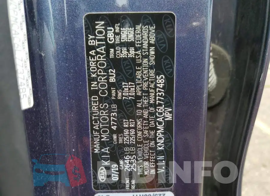 KNDPMCAC6L7737485 Photo# 13
