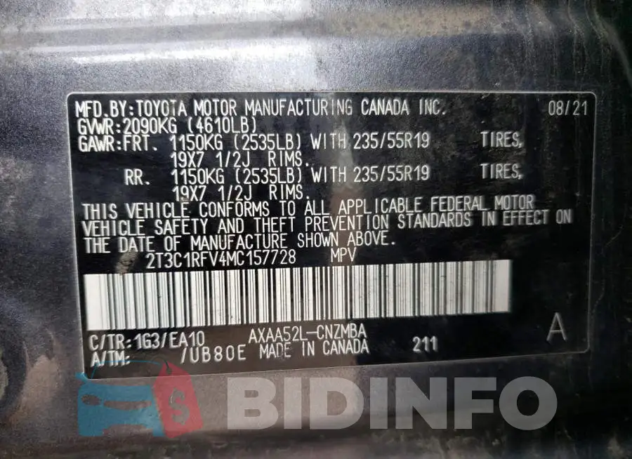2T3C1RFV4MC157728 Photo# 12