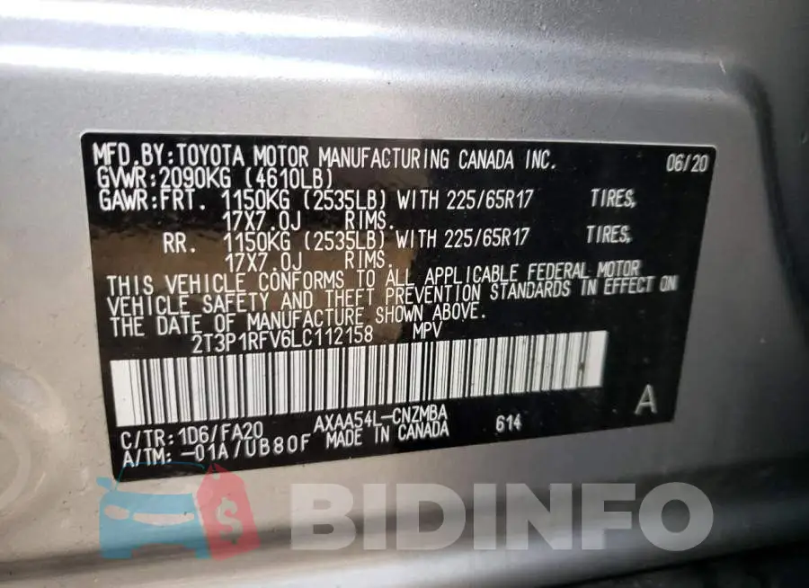 2T3P1RFV6LC112158 Photo# 14