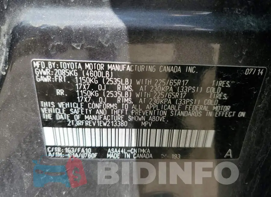 2T3RFREV1EW213380 Photo# 14