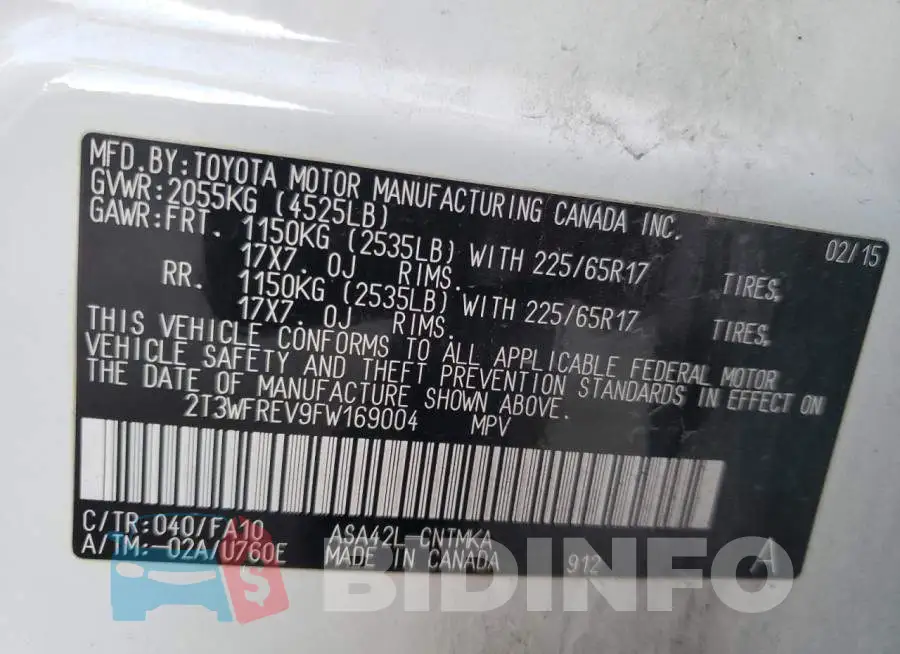 2T3WFREV9FW169004 Photo# 13