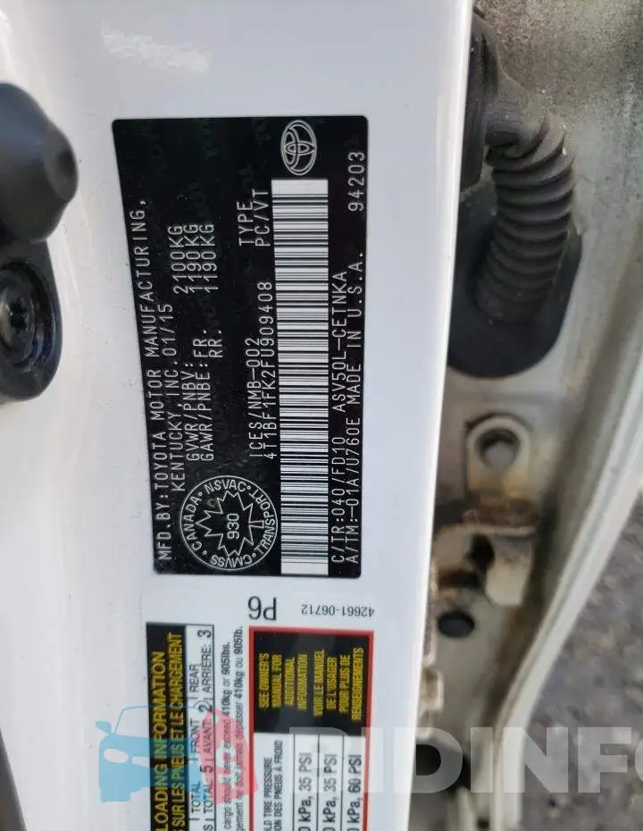 4T1BF1FK2FU909408 Photo# 13