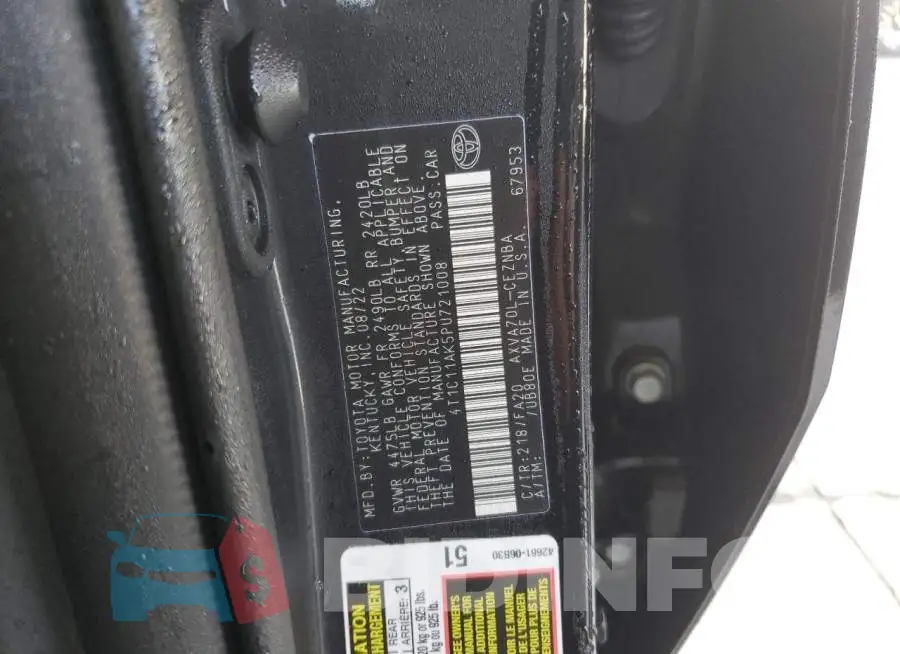 4T1C11AK5PU721008 Photo# 13