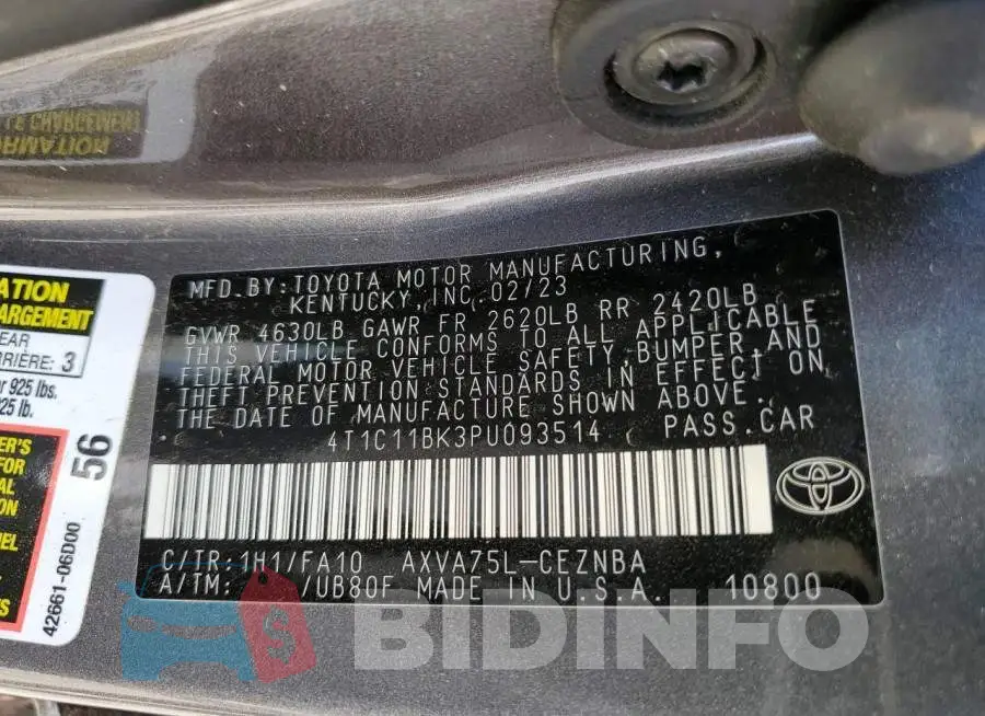 4T1C11BK3PU093514 Photo# 12