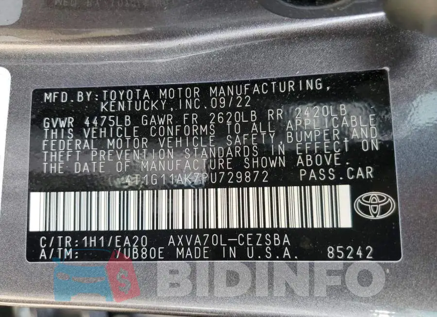 4T1G11AK7PU729872 Photo# 13