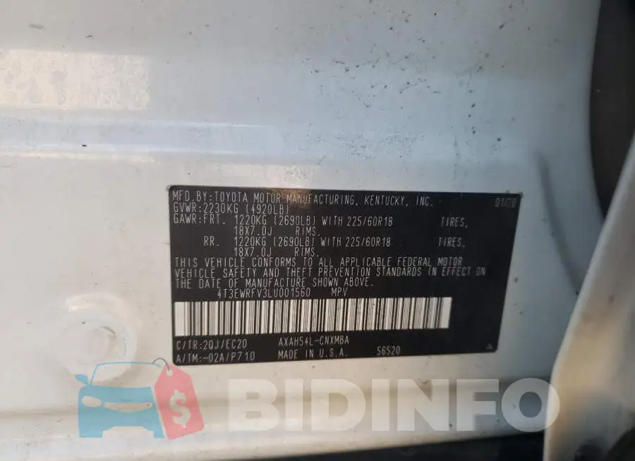 4T3EWRFV3LU001560 Photo# 13