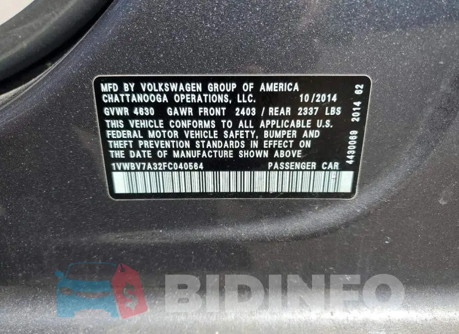 1VWBV7A32FC040564 Photo# 12