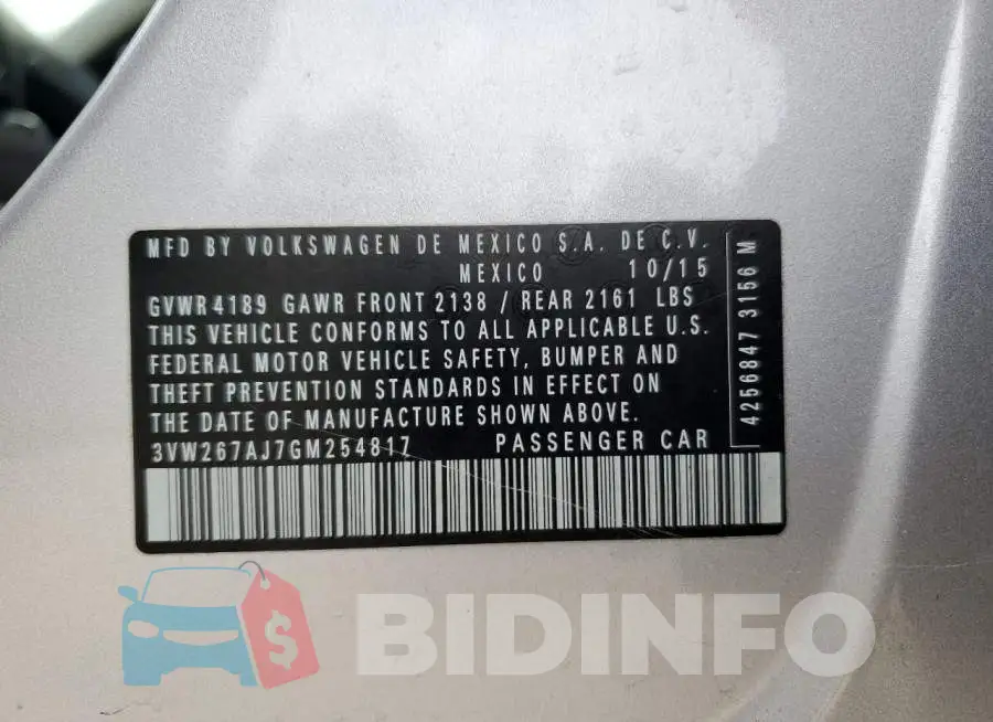 3VW267AJ7GM254817 Photo# 12