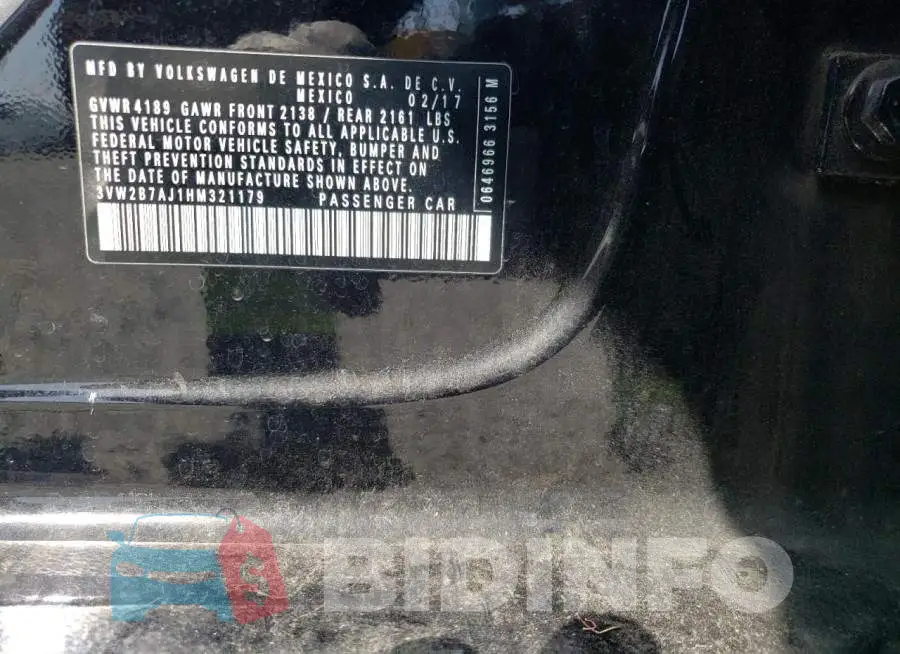 3VW2B7AJ1HM321179 Photo# 12