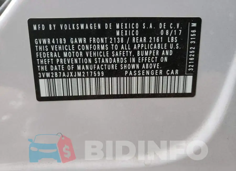 3VW2B7AJXJM217599 Photo# 12