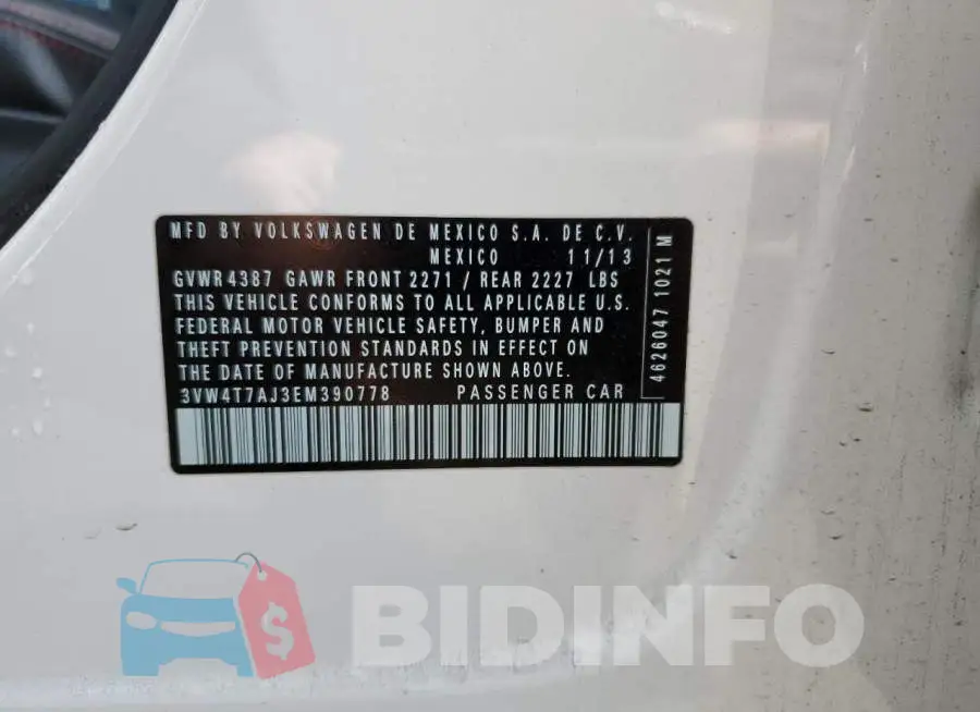 3VW4T7AJ3EM390778 Photo# 12