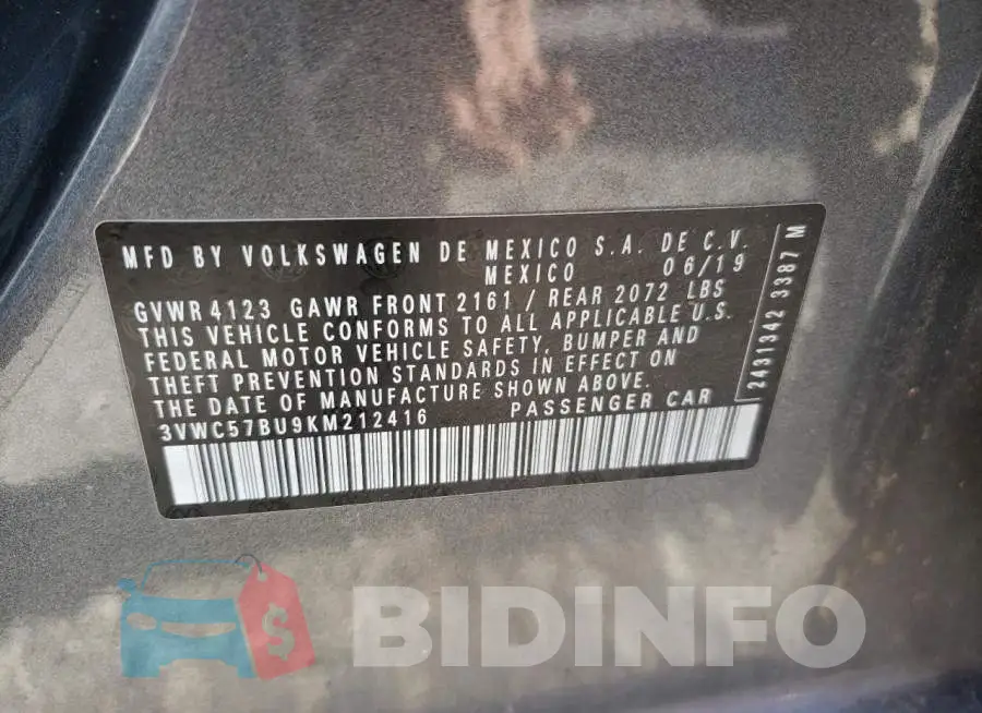 3VWC57BU9KM212416 Photo# 13