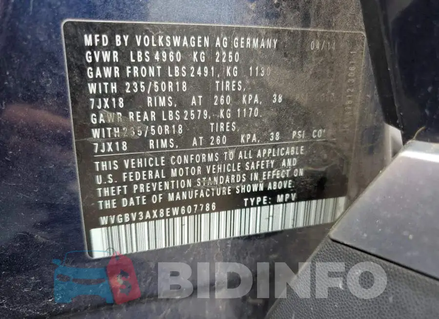 WVGBV3AX8EW607786 Photo# 13