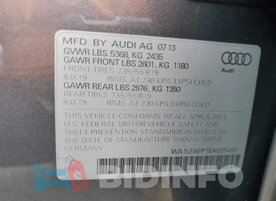 WA1LFAFP1EA025491 Photo# 13