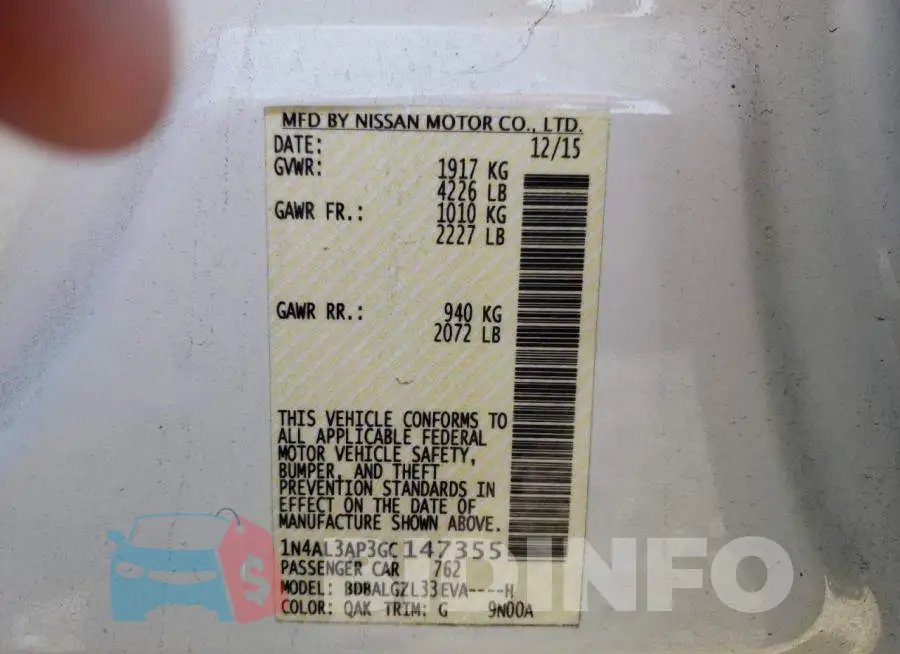 1N4AL3AP3GC147355 Photo# 13