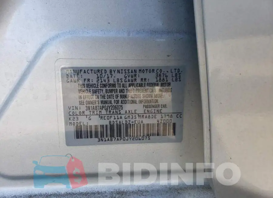 3N1AB7AP0JY206075 Photo# 12
