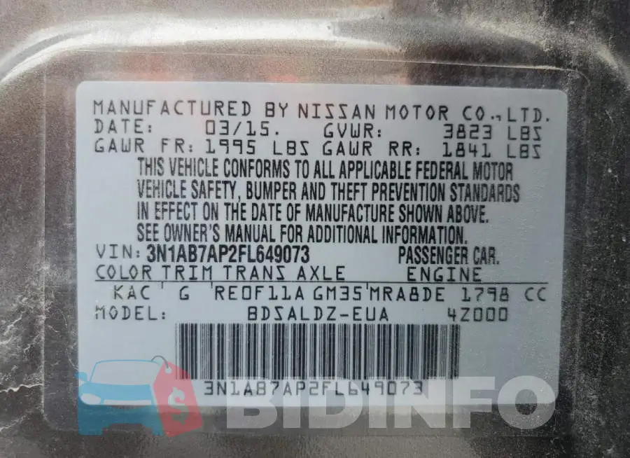 3N1AB7AP2FL649073 Photo# 12