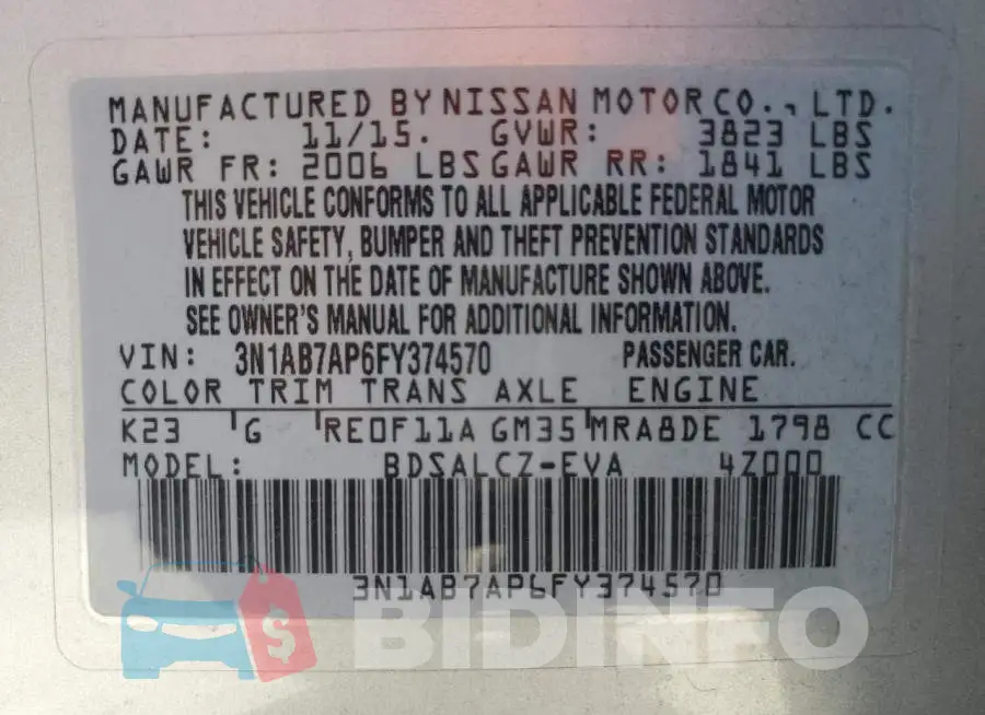 3N1AB7AP6FY374570 Photo# 12