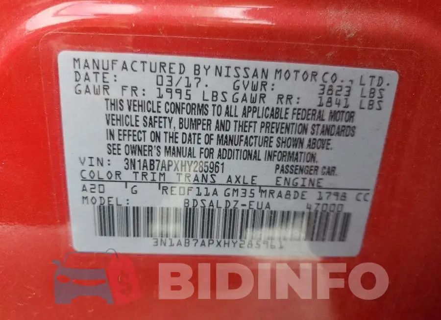3N1AB7APXHY285961 Photo# 12