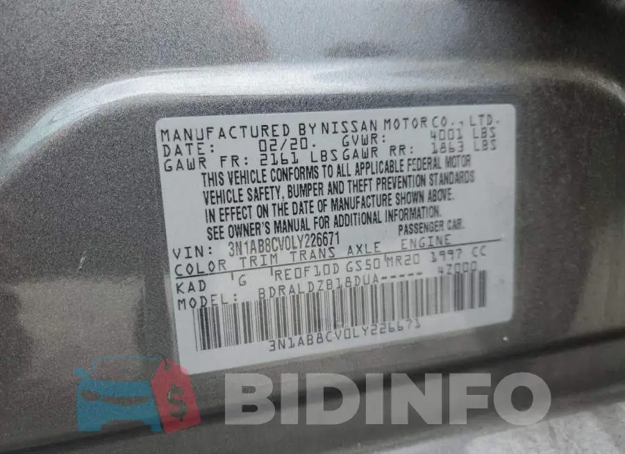 3N1AB8CV0LY226671 Photo# 13