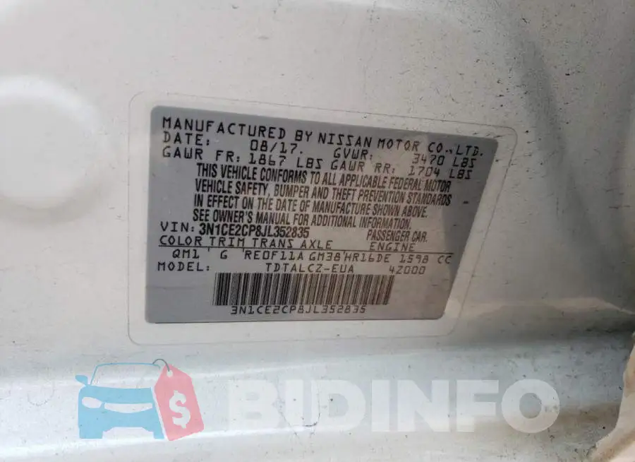 3N1CE2CP8JL352835 Photo# 13