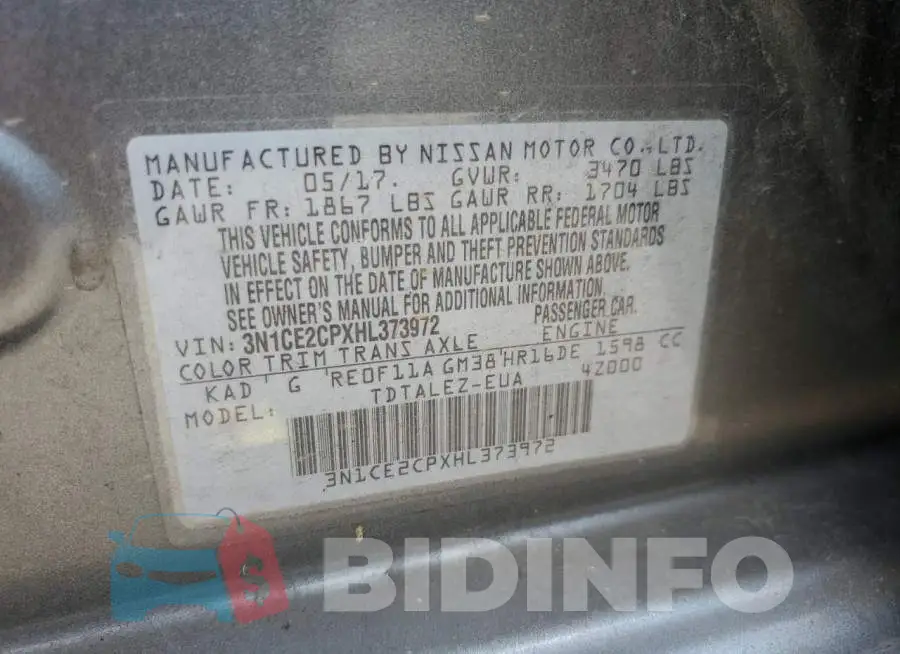 3N1CE2CPXHL373972 Photo# 12
