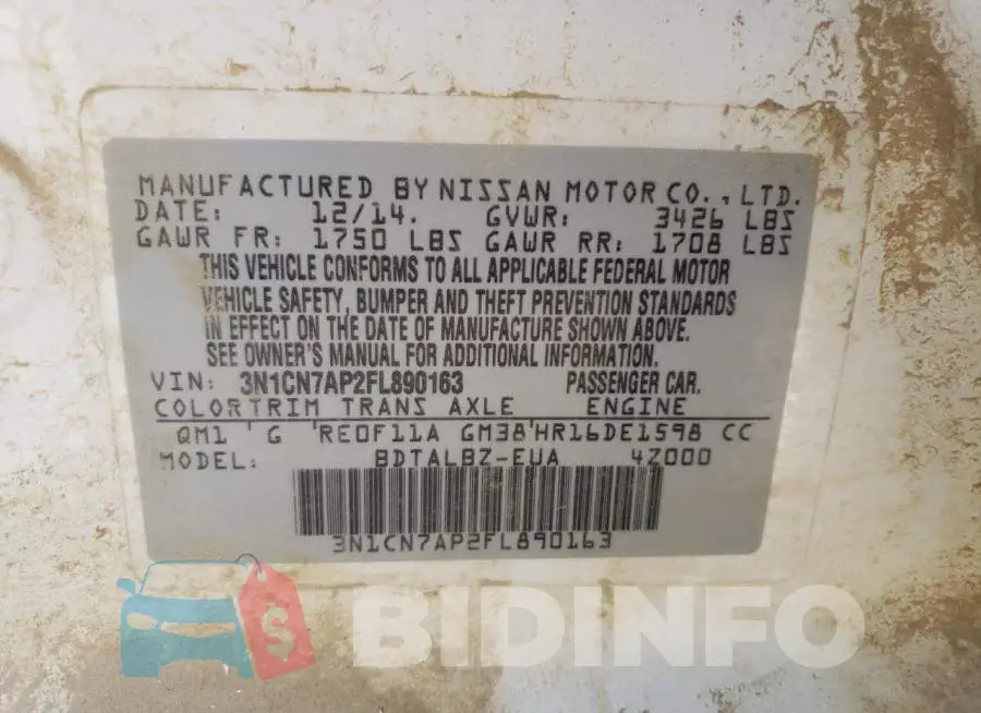 3N1CN7AP2FL890163 Photo# 13