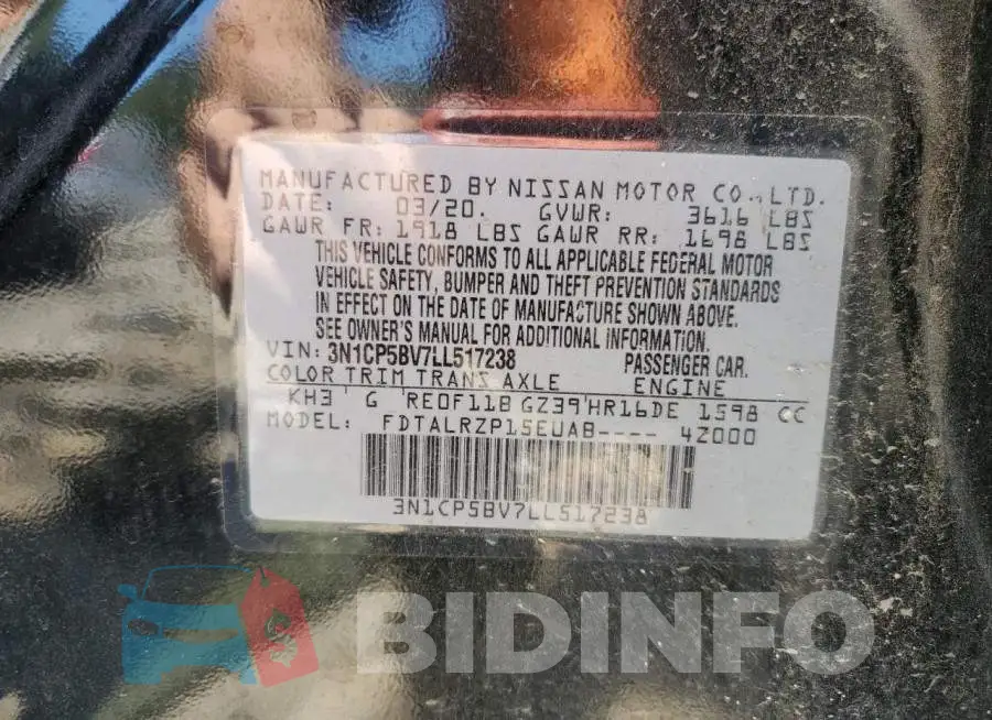 3N1CP5BV7LL517238 Photo# 13