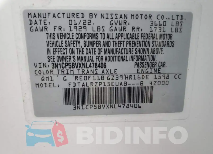 3N1CP5BVXNL478406 Photo# 13