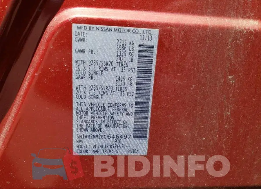 5N1AR2MM2EC646497 Photo# 13