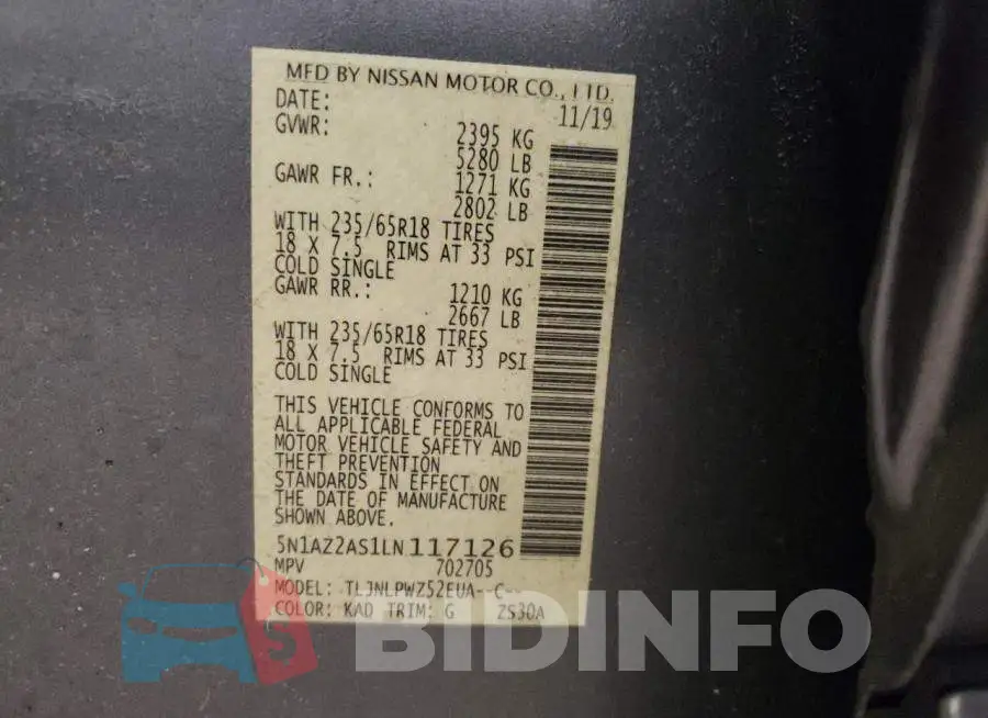 5N1AZ2AS1LN117126 Photo# 13