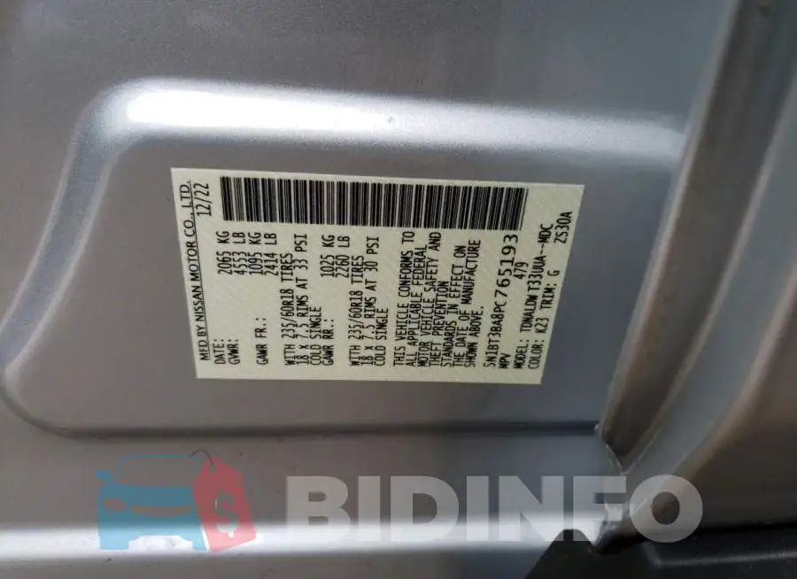 5N1BT3BA8PC765193 Photo# 13