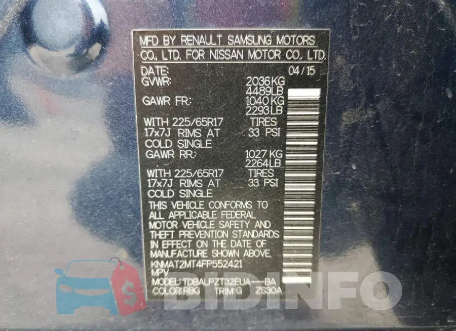 KNMAT2MT4FP552421 Photo# 14
