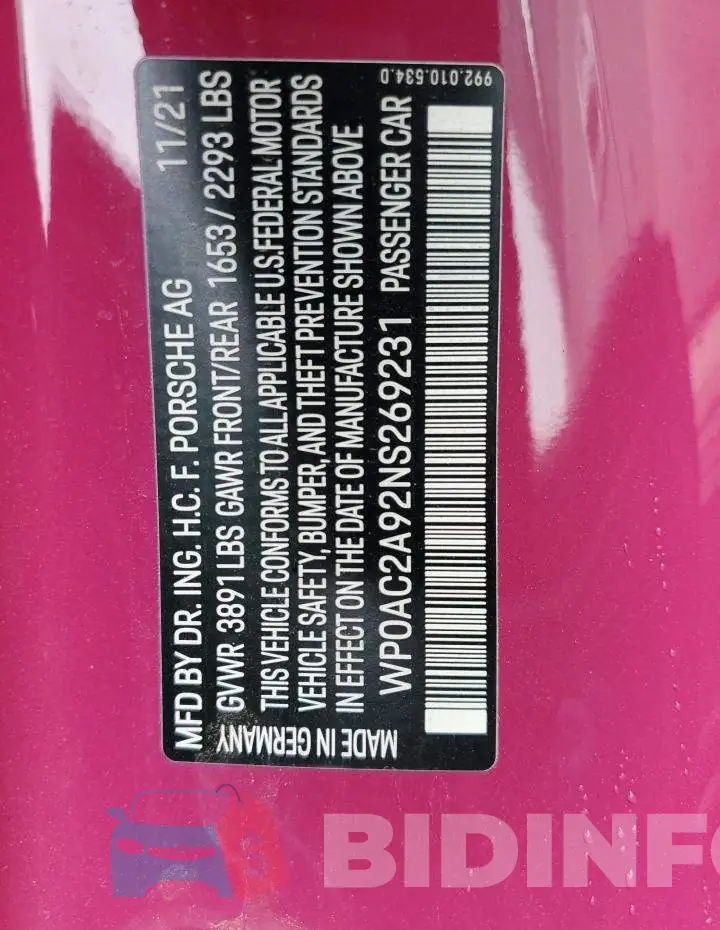 WP0AC2A92NS269231 Photo# 13