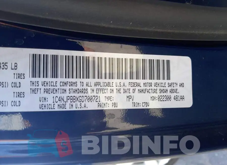 1C4NJPBBXGD700721 Photo# 14